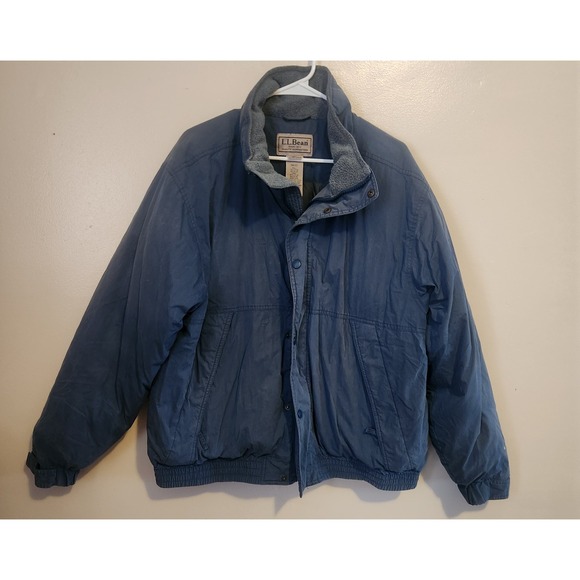Vintage L.L. Bean Down Puffer Bomber Coat Jacket Mens XLarge Blue OMC61 Quilted - Picture 1 of 10